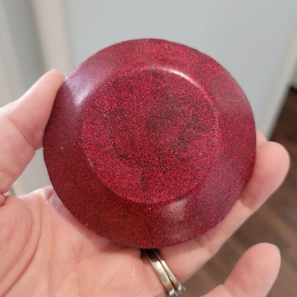 Vintage Pier 1 Jeweled Trinket Box Round Hexagon Jewelry Small 3x3x1 Maroon Boho - Picture 7 of 10